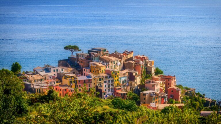 Corniglia on its headland among the vineyards